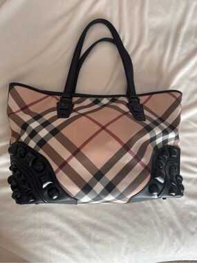 Authentic Burberry Supernova Check Mega Stud Tote Bag